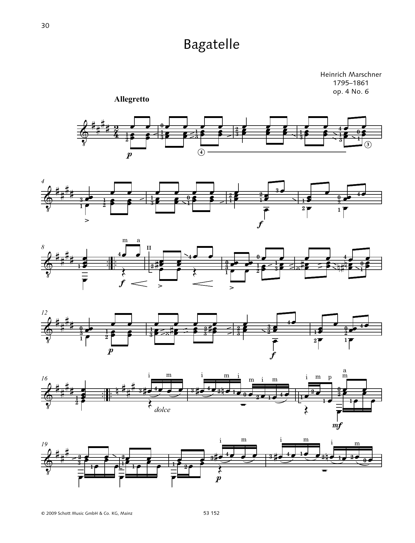 Heinrich Marschner Bagatelle sheet music notes and chords arranged for Solo Guitar