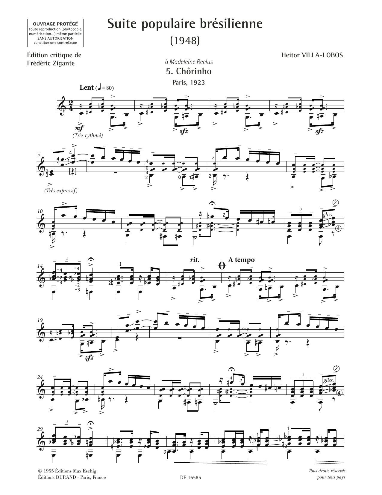 Heitor Villa-Lobos Chorinho sheet music notes and chords arranged for Solo Guitar