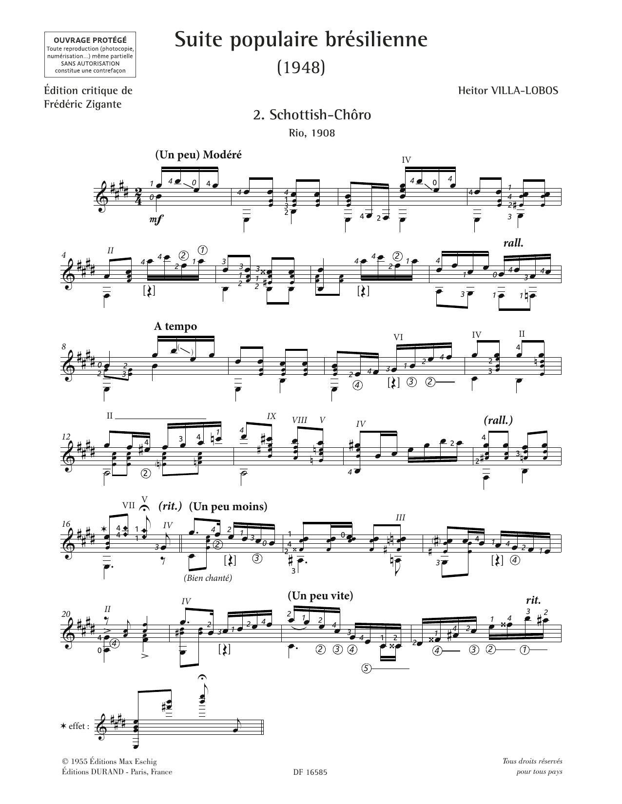 Heitor Villa-Lobos Schottish-Choro sheet music notes and chords arranged for Solo Guitar