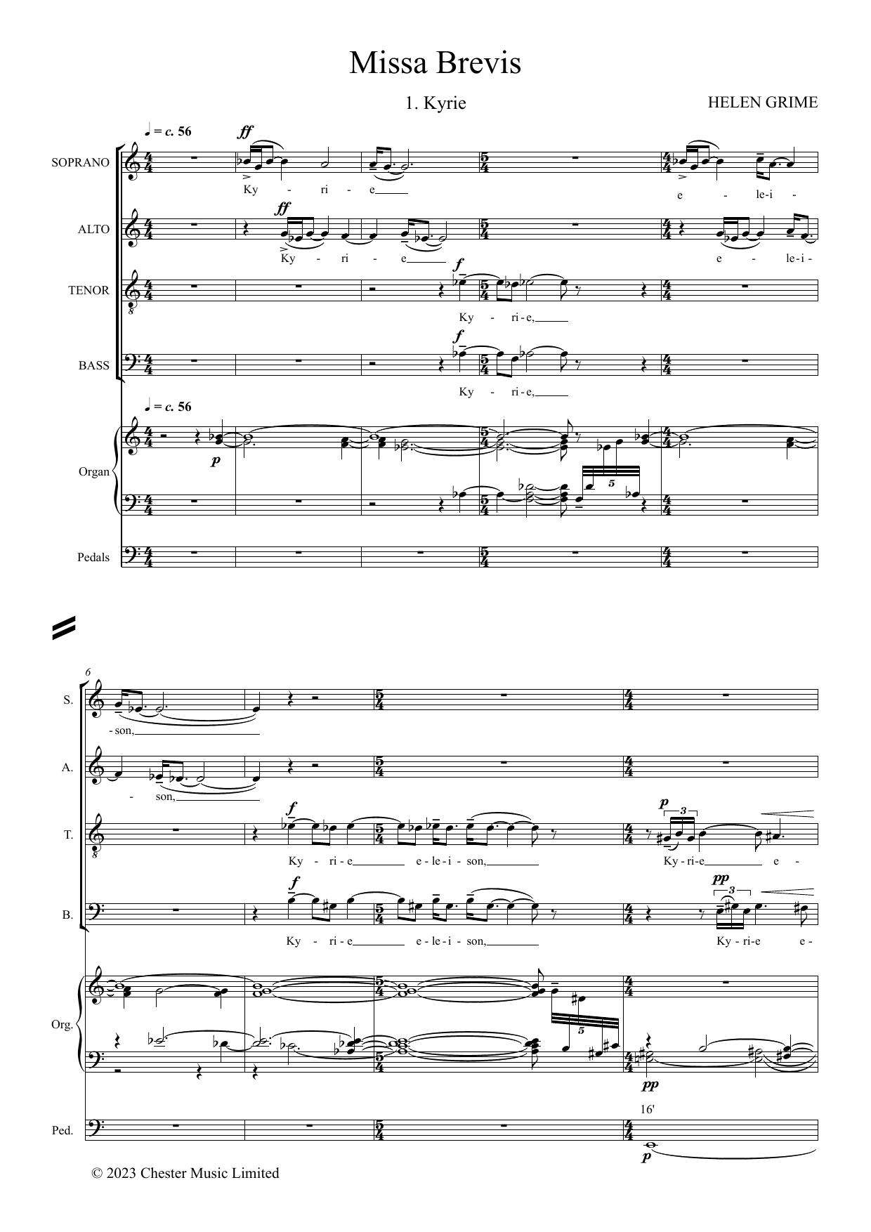 Helen Grime Missa Brevis sheet music notes and chords arranged for SATB Choir