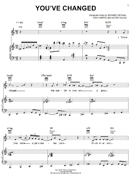 Helen Humes You've Changed sheet music notes and chords arranged for Piano, Vocal & Guitar Chords (Right-Hand Melody)
