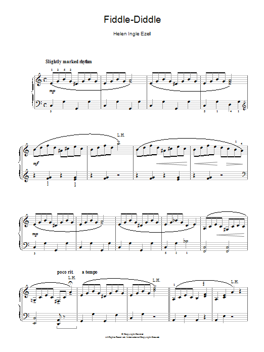 Helen Ingle Ezell Fiddle-Diddle sheet music notes and chords arranged for Piano Solo