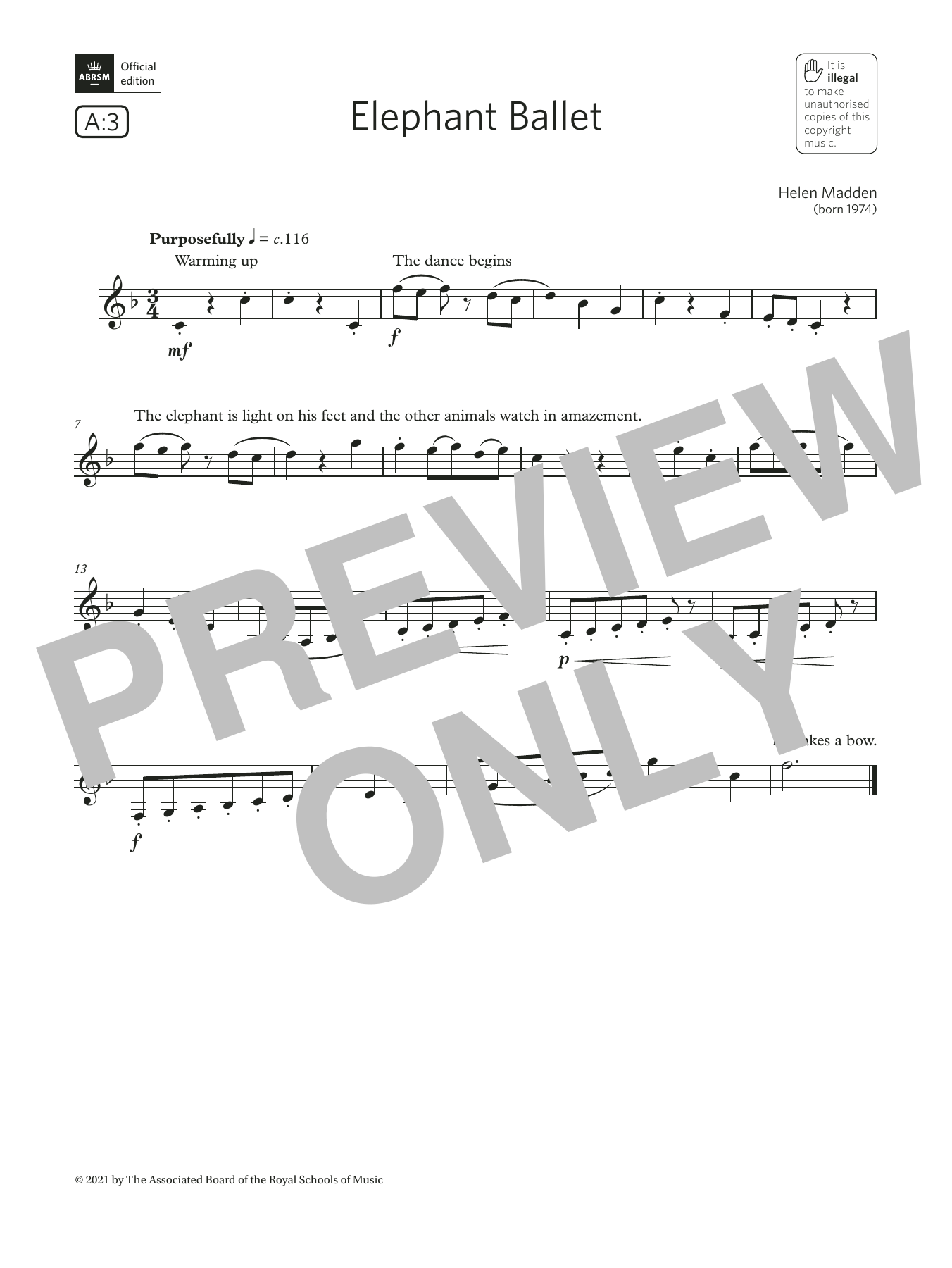 Helen Madden Elephant Ballet (Grade 2 List A3 from the ABRSM Clarinet syllabus from 2022) sheet music notes and chords arranged for Clarinet Solo