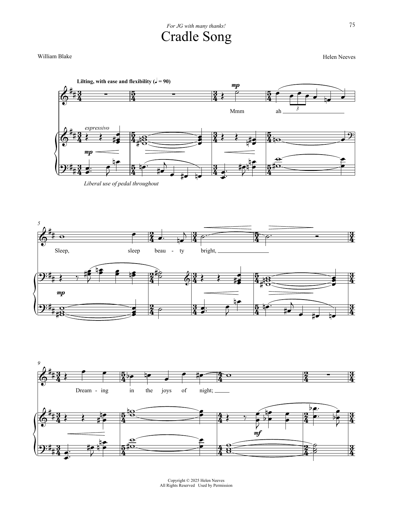 Helen Neeves Cradle Song sheet music notes and chords arranged for Piano & Vocal
