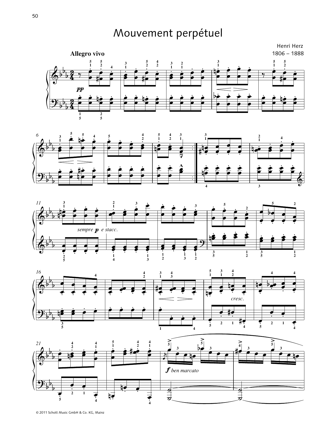 Henri Herz Mouvement perpétuel sheet music notes and chords arranged for Piano Solo