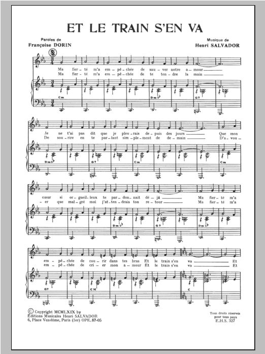 Henri Salvador Et Le Train S'en Va sheet music notes and chords arranged for Piano & Vocal
