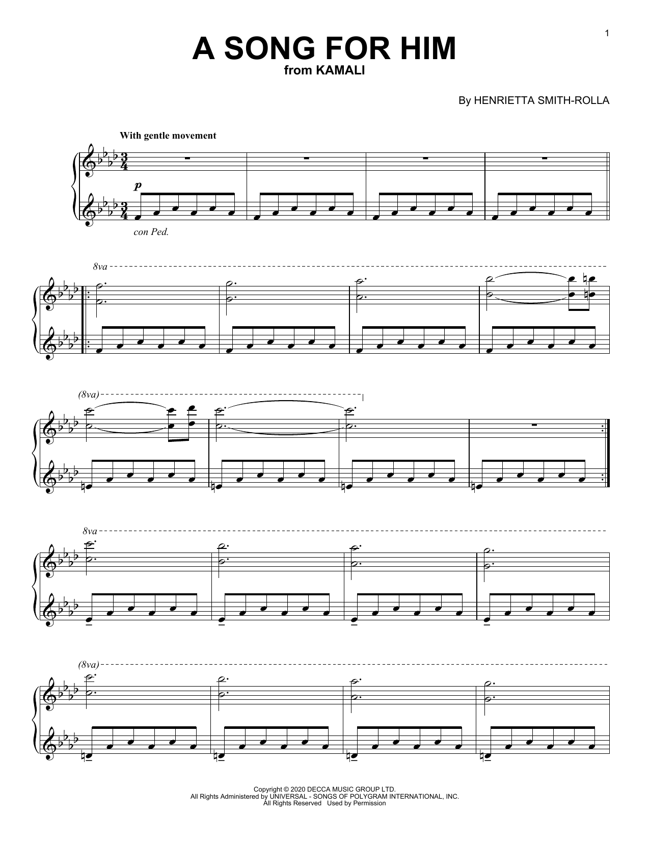 Henrietta Smith-Rolla A Song For Him sheet music notes and chords arranged for Piano Solo