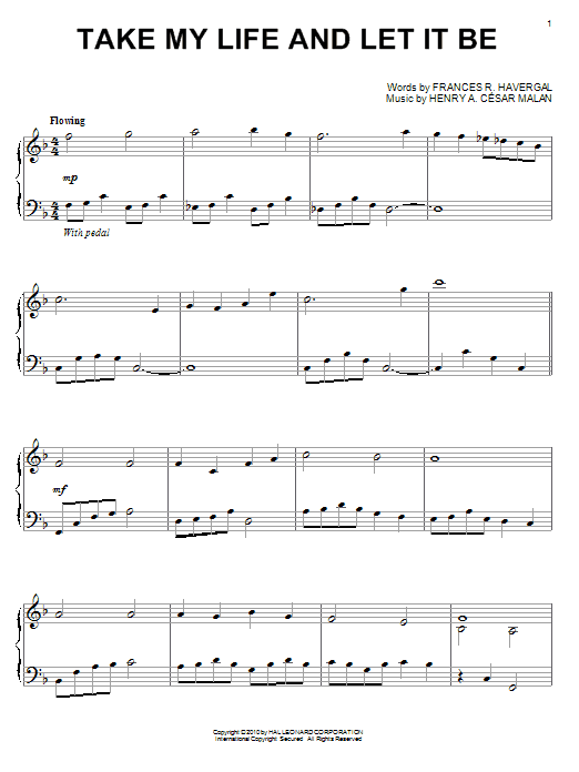Henry A. Cesar Malan Take My Life And Let It Be sheet music notes and chords arranged for ChordBuddy