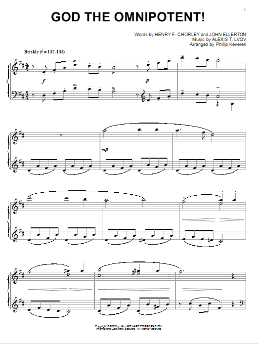 Henry F. Chorley God The Omnipotent! (arr. Phillip Keveren) sheet music notes and chords arranged for Piano Solo