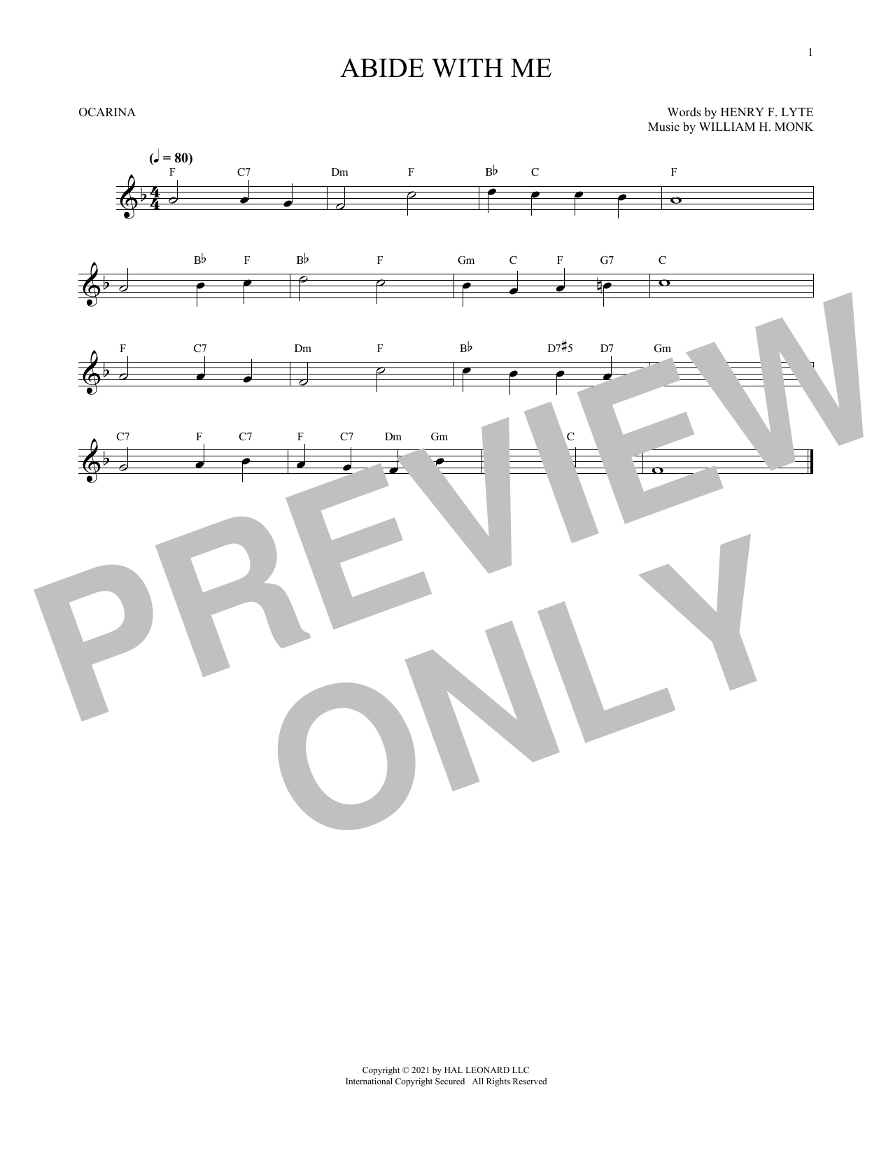 Henry F. Lyte Abide With Me (arr. Cris Gale) sheet music notes and chords arranged for Ocarina