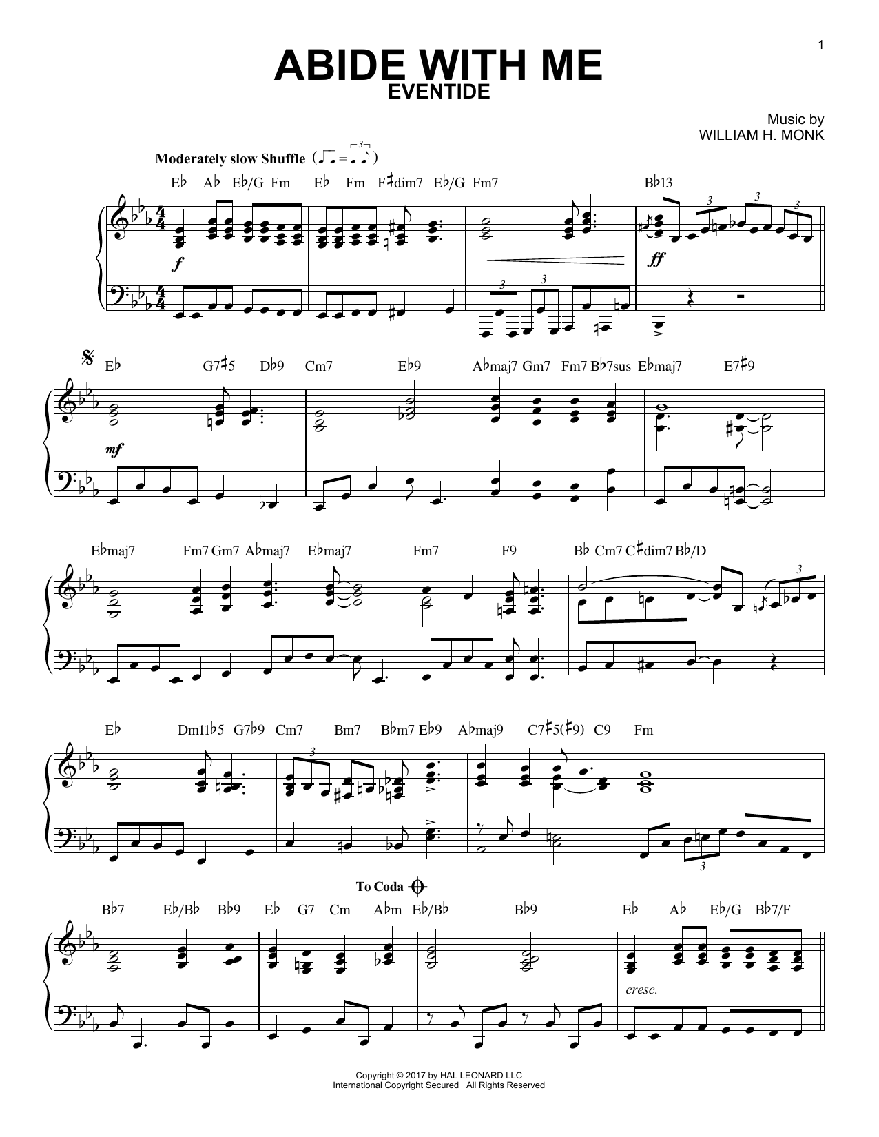 Henry F. Lyte Abide With Me [Jazz version] sheet music notes and chords arranged for Piano Solo