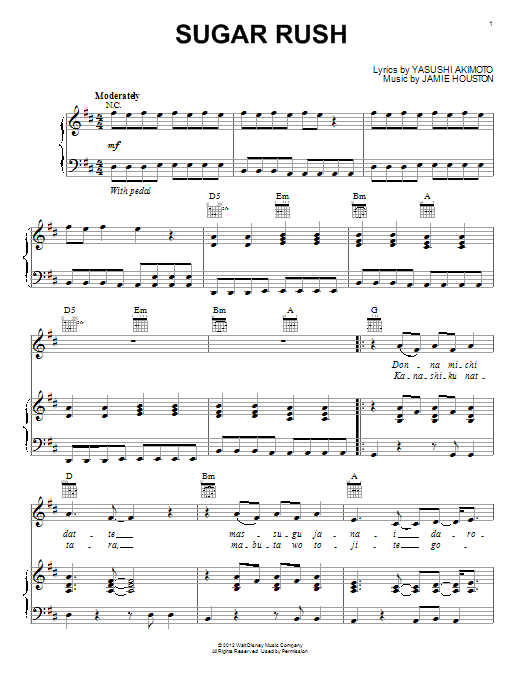 Henry Jackman Sugar Rush sheet music notes and chords arranged for Piano, Vocal & Guitar Chords (Right-Hand Melody)