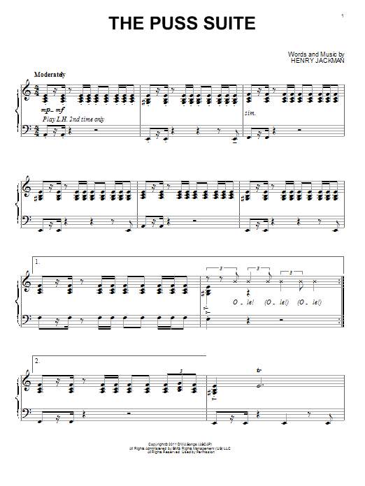 Henry Jackman The Puss Suite sheet music notes and chords arranged for Piano Solo
