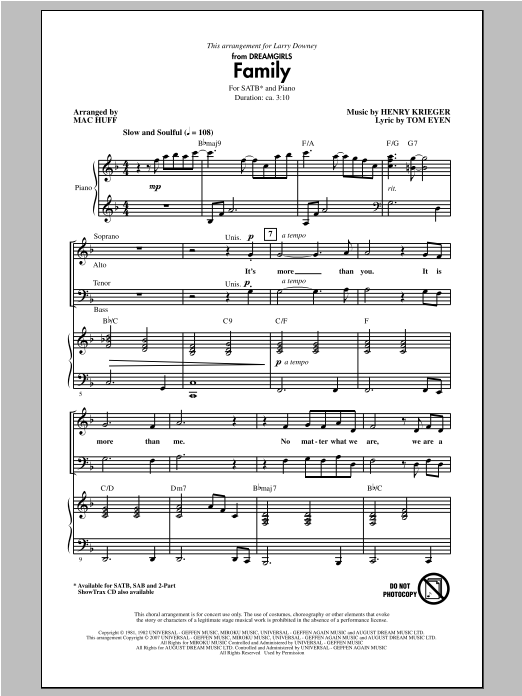 Henry Krieger Family (from Dreamgirls) (arr. Mac Huff) sheet music notes and chords arranged for 2-Part Choir