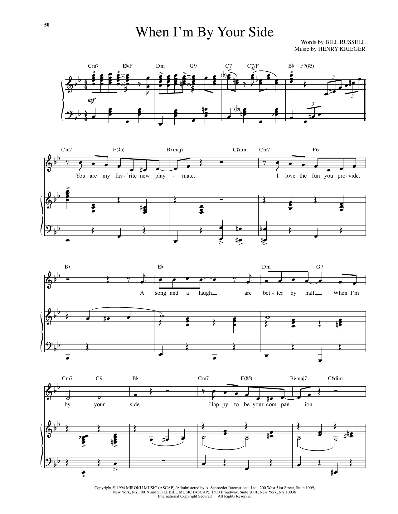 Henry Krieger When I'm By Your Side (from Side Show) sheet music notes and chords arranged for Piano & Vocal