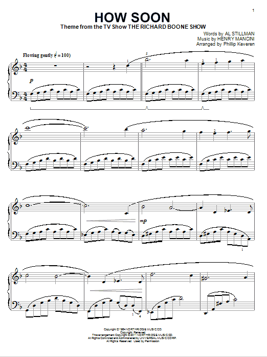 Henry Mancini How Soon (arr. Phillip Keveren) sheet music notes and chords arranged for Piano Solo