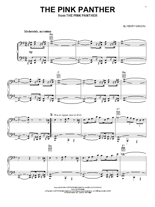 Henry Mancini The Pink Panther sheet music notes and chords arranged for Ukulele Ensemble