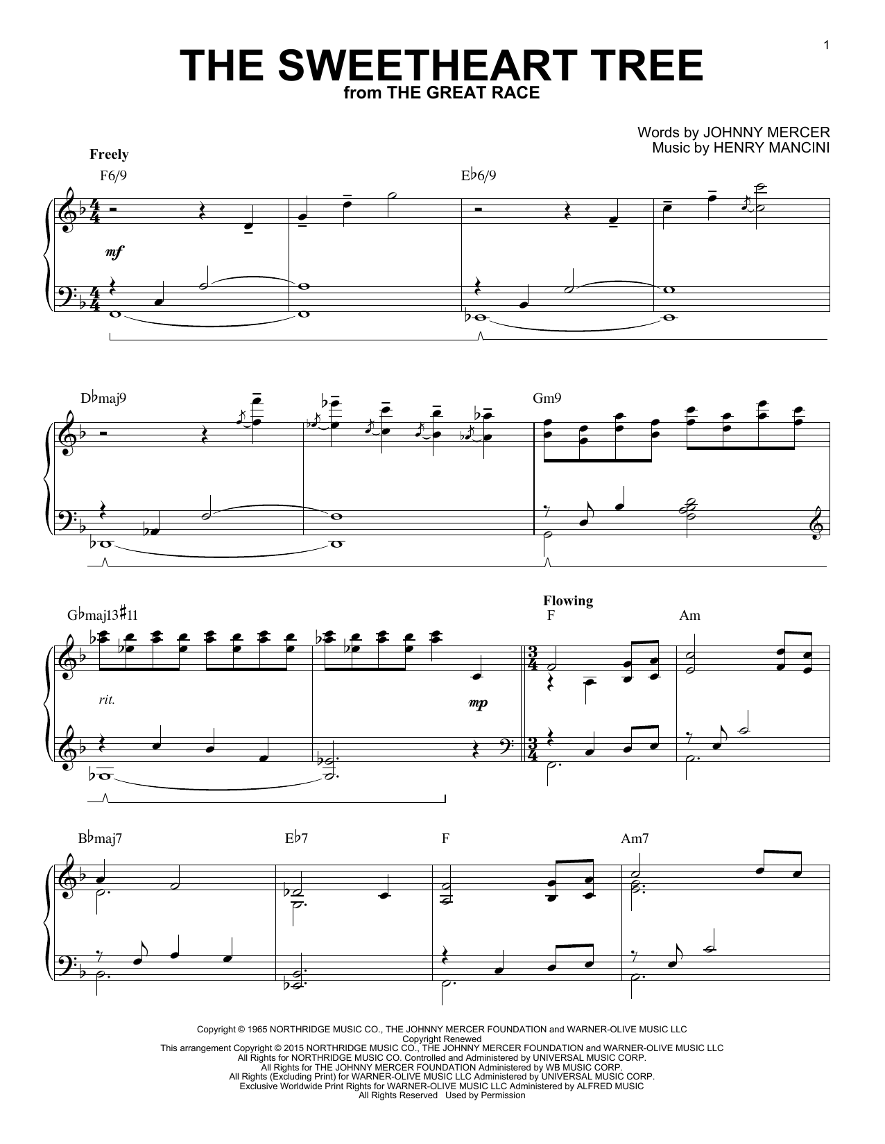 Henry Mancini The Sweetheart Tree [Jazz version] (arr. Brent Edstrom) sheet music notes and chords arranged for Piano Solo