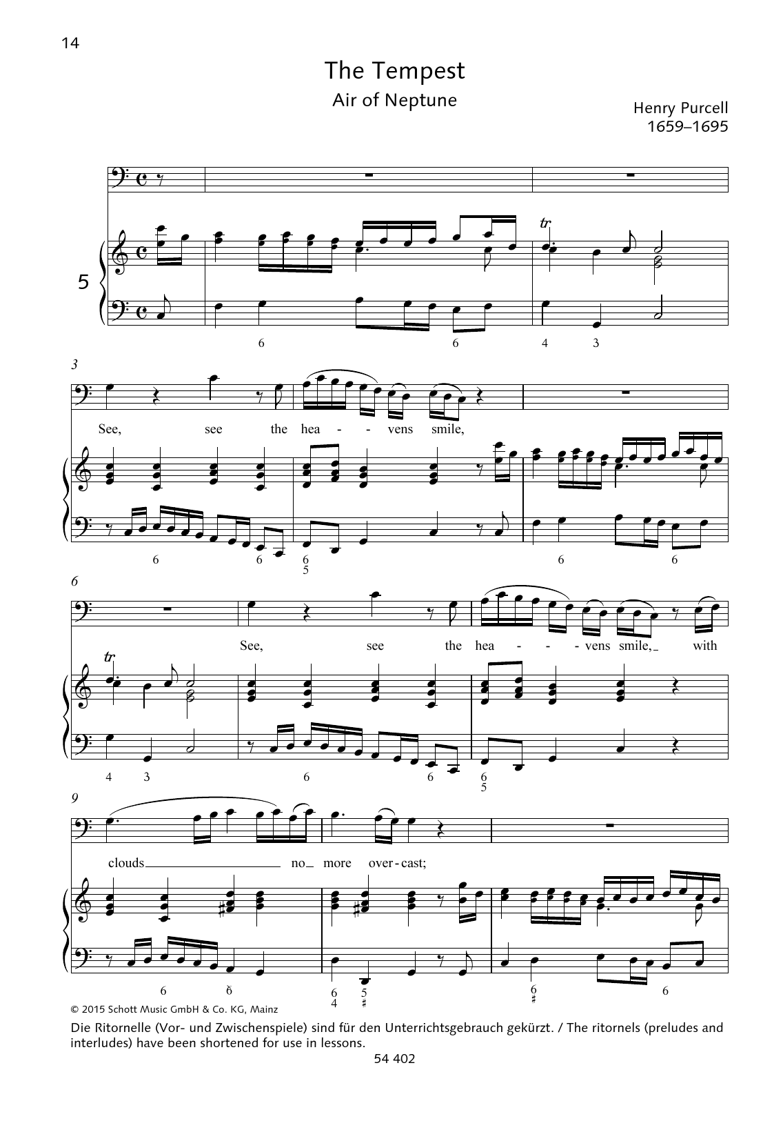 Henry Purcell See, see, the heavens smile sheet music notes and chords arranged for Piano & Vocal