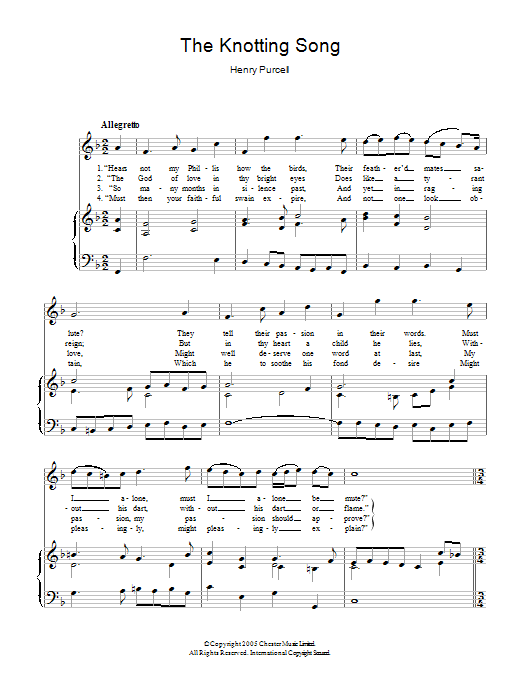 Henry Purcell The Knotting Song sheet music notes and chords arranged for Piano & Vocal