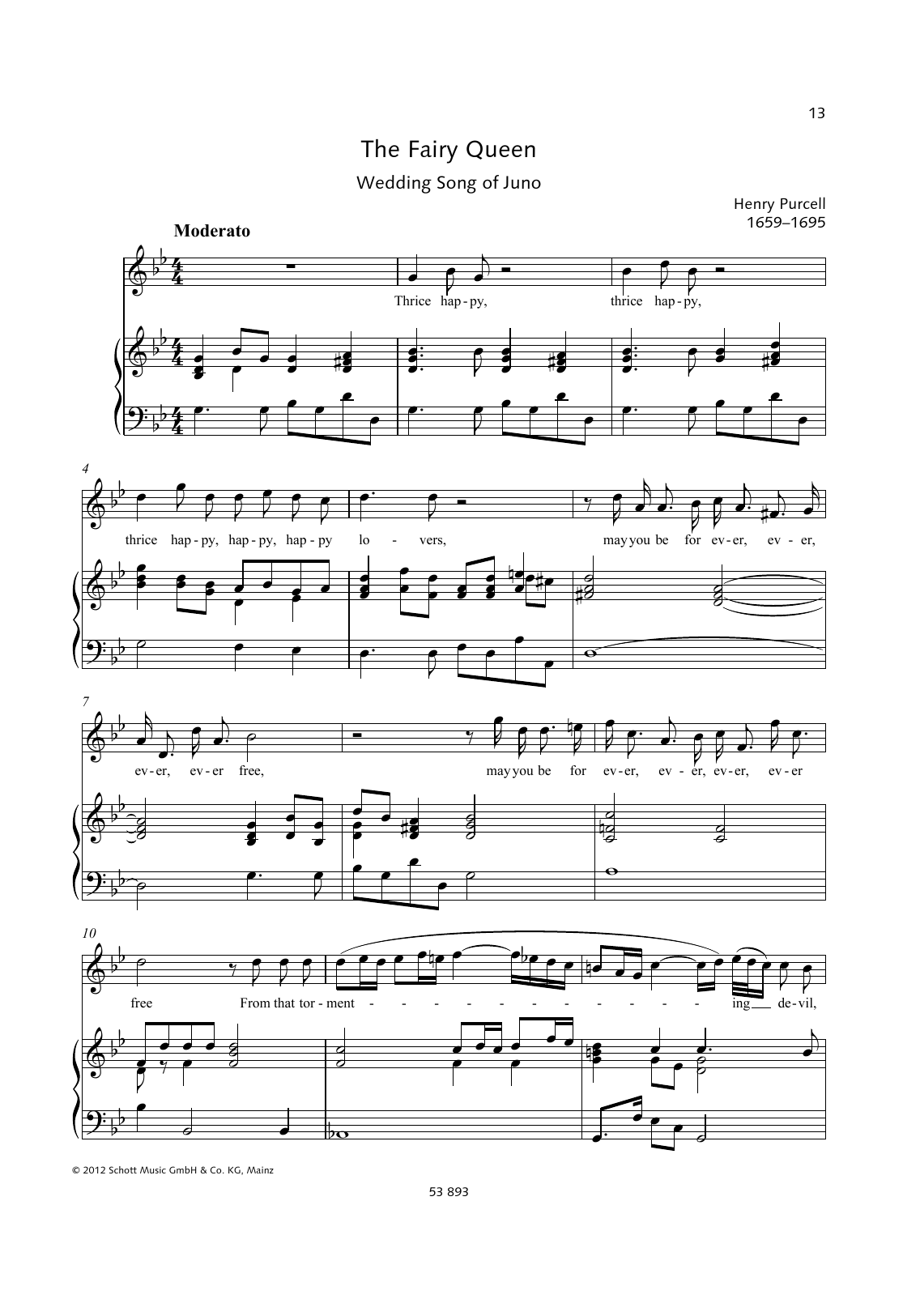 Henry Purcell Thrice Happy Lovers sheet music notes and chords arranged for Piano & Vocal