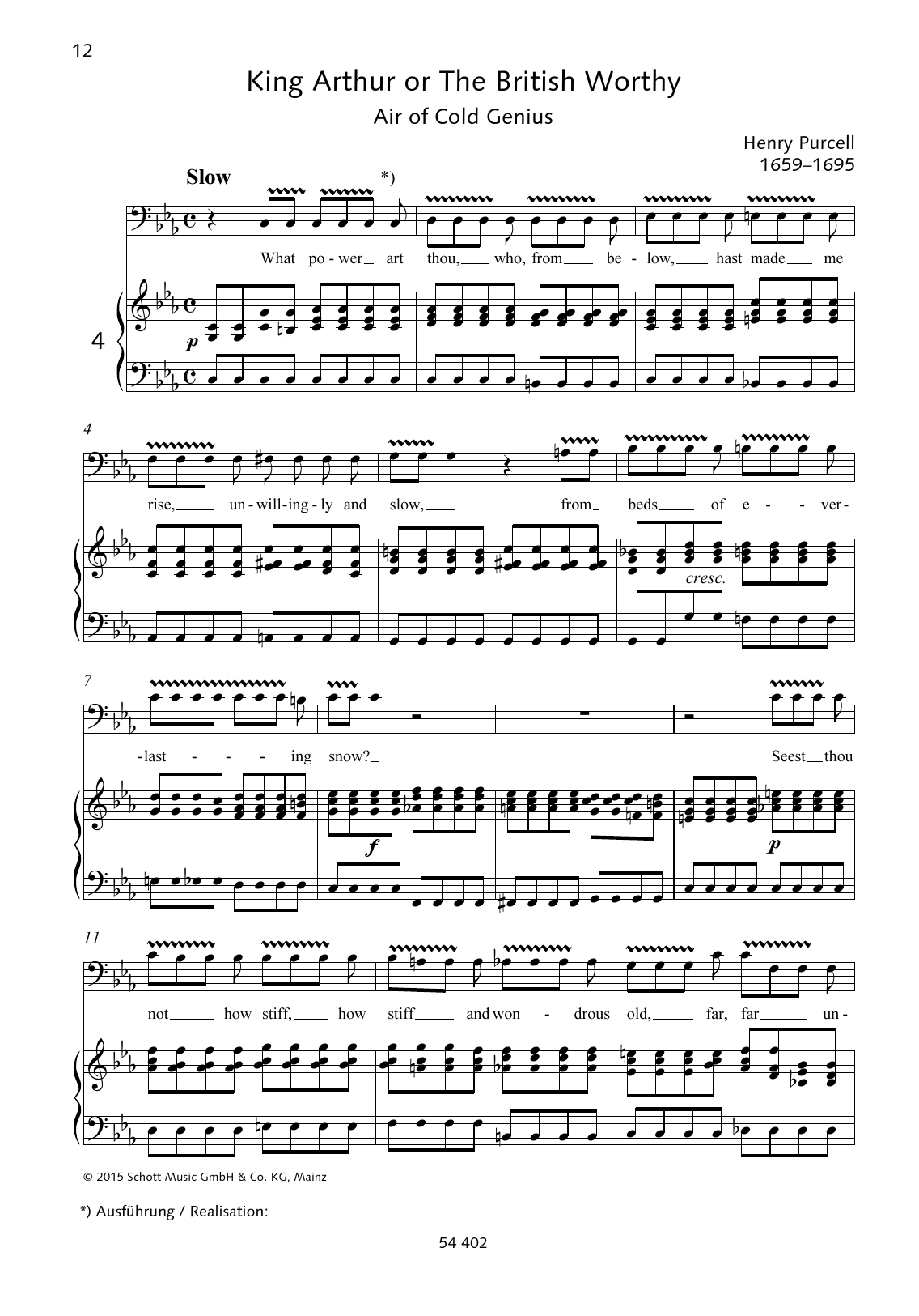 Henry Purcell What power art thou sheet music notes and chords arranged for Piano & Vocal