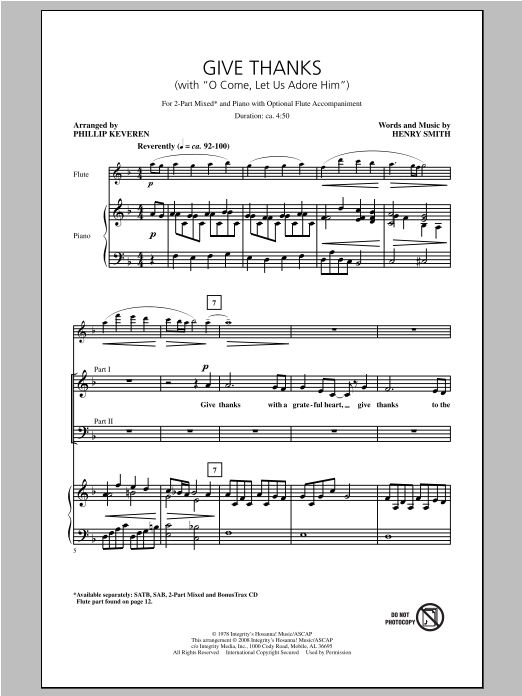 Henry Smith Give Thanks (with O Come Let Us Adore Him) (arr. Phillip Keveren) sheet music notes and chords arranged for SATB Choir