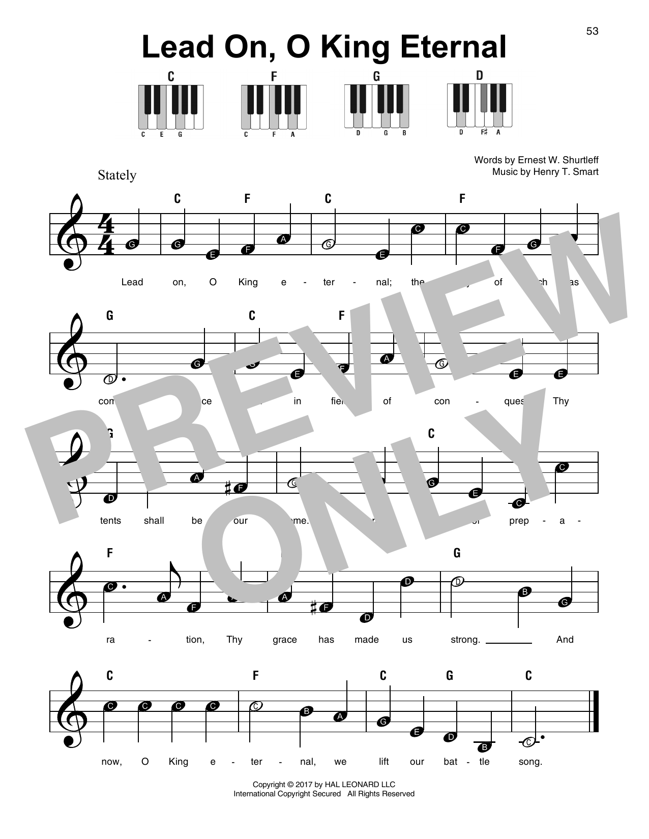 Henry T. Smart Lead On, O King Eternal sheet music notes and chords arranged for Super Easy Piano