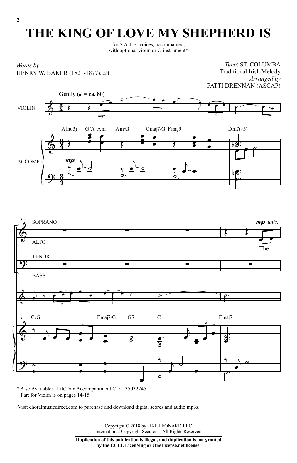 Henry W. Baker The King Of Love My Shepherd Is (arr. Patti Drennan) sheet music notes and chords arranged for SATB Choir