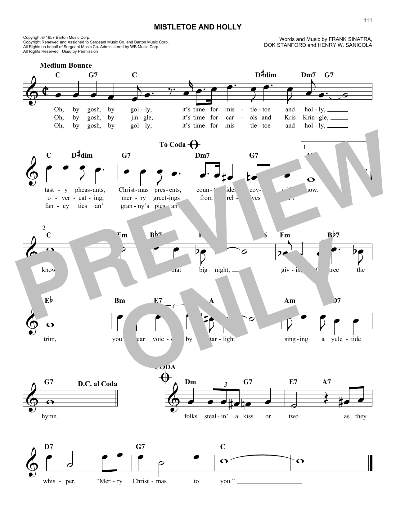 Henry W. Sanicola Mistletoe And Holly sheet music notes and chords arranged for Easy Lead Sheet / Fake Book