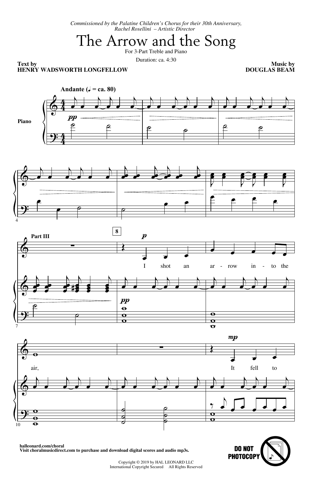 Henry Wadsworth Longfellow and Douglas Beam The Arrow And The Song sheet music notes and chords arranged for 3-Part Treble Choir