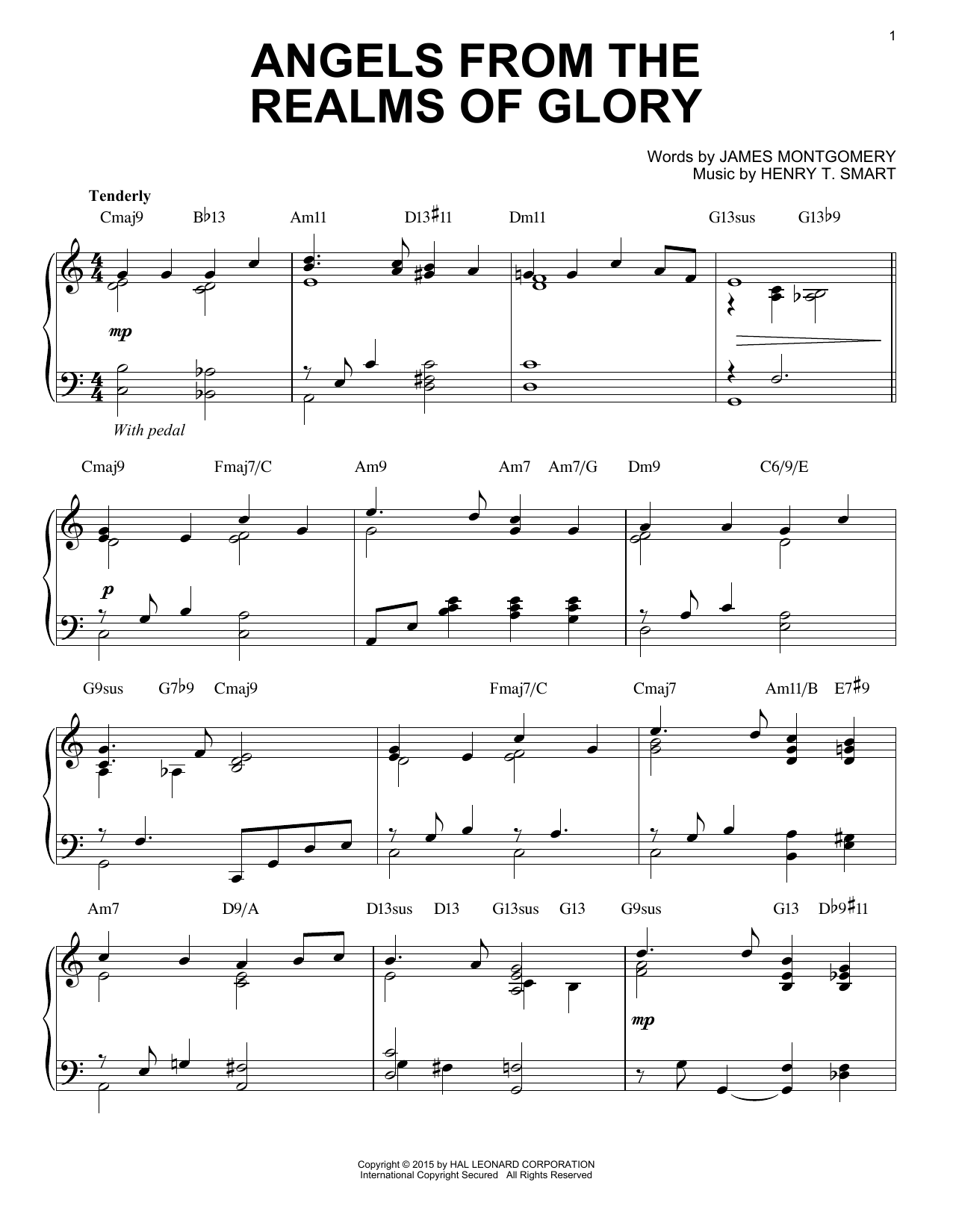 Henry T. Smart Angels From The Realms Of Glory [Jazz version] (arr. Brent Edstrom) sheet music notes and chords arranged for Piano Solo
