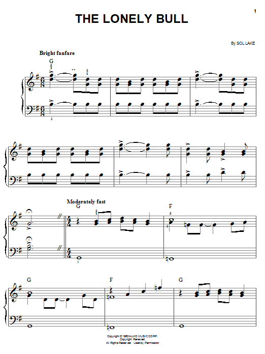 Herb Alpert & The Tijuana Brass The Lonely Bull sheet music notes and chords arranged for Piano Solo
