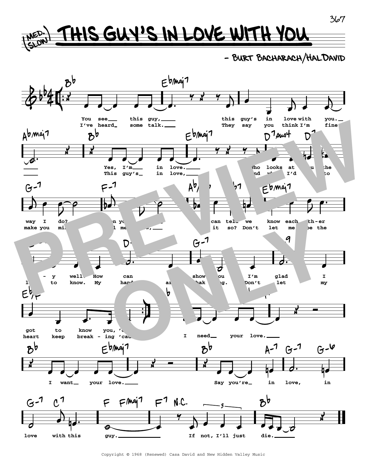 Herb Alpert This Guy's In Love With You (Low Voice) sheet music notes and chords arranged for Real Book – Melody, Lyrics & Chords