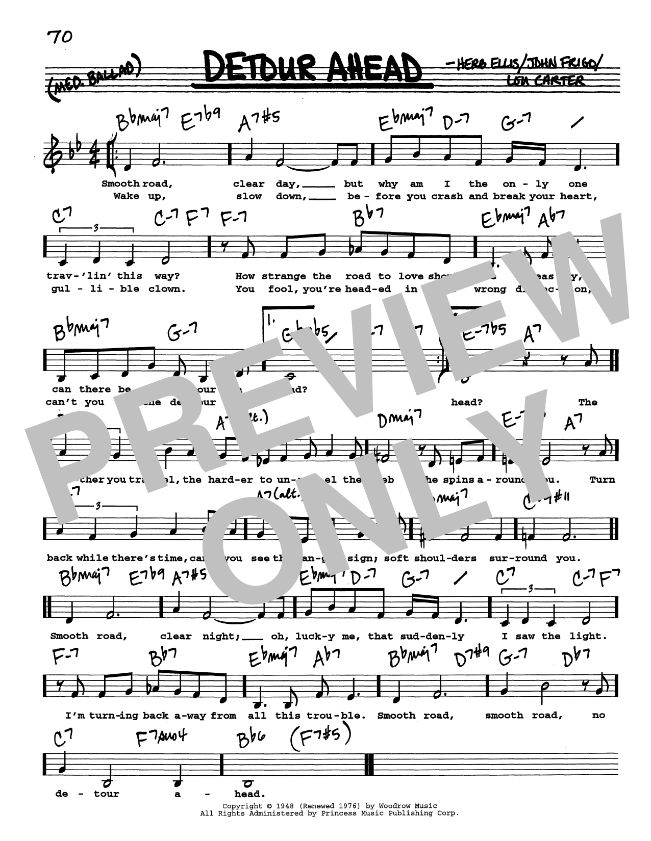 Herb Ellis Detour Ahead (Low Voice) sheet music notes and chords arranged for Real Book – Melody, Lyrics & Chords
