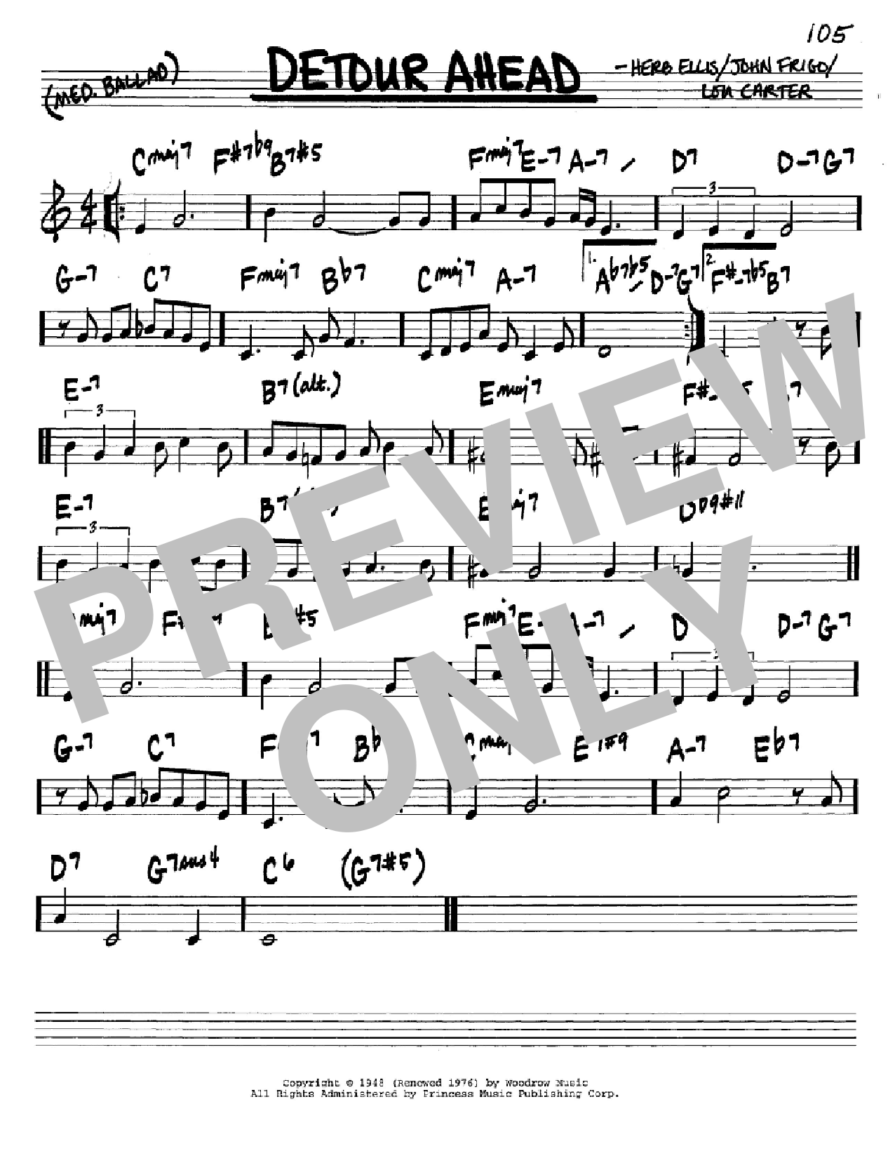 Herb Ellis Detour Ahead sheet music notes and chords arranged for Real Book – Melody & Chords – Bb Instruments