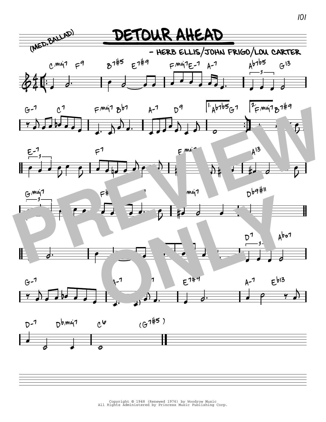 Herb Ellis Detour Ahead [Reharmonized version] (arr. Jack Grassel) sheet music notes and chords arranged for Real Book – Melody & Chords