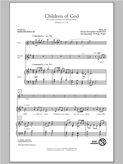 Herb Frombach Children Of God sheet music notes and chords arranged for SATB Choir