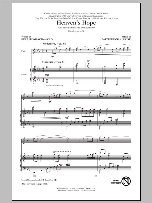 Herb Frombach Heaven's Hope sheet music notes and chords arranged for SATB Choir