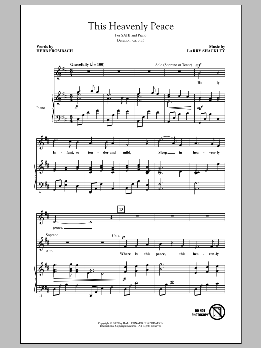 Herb Frombach This Heavenly Peace sheet music notes and chords arranged for SATB Choir
