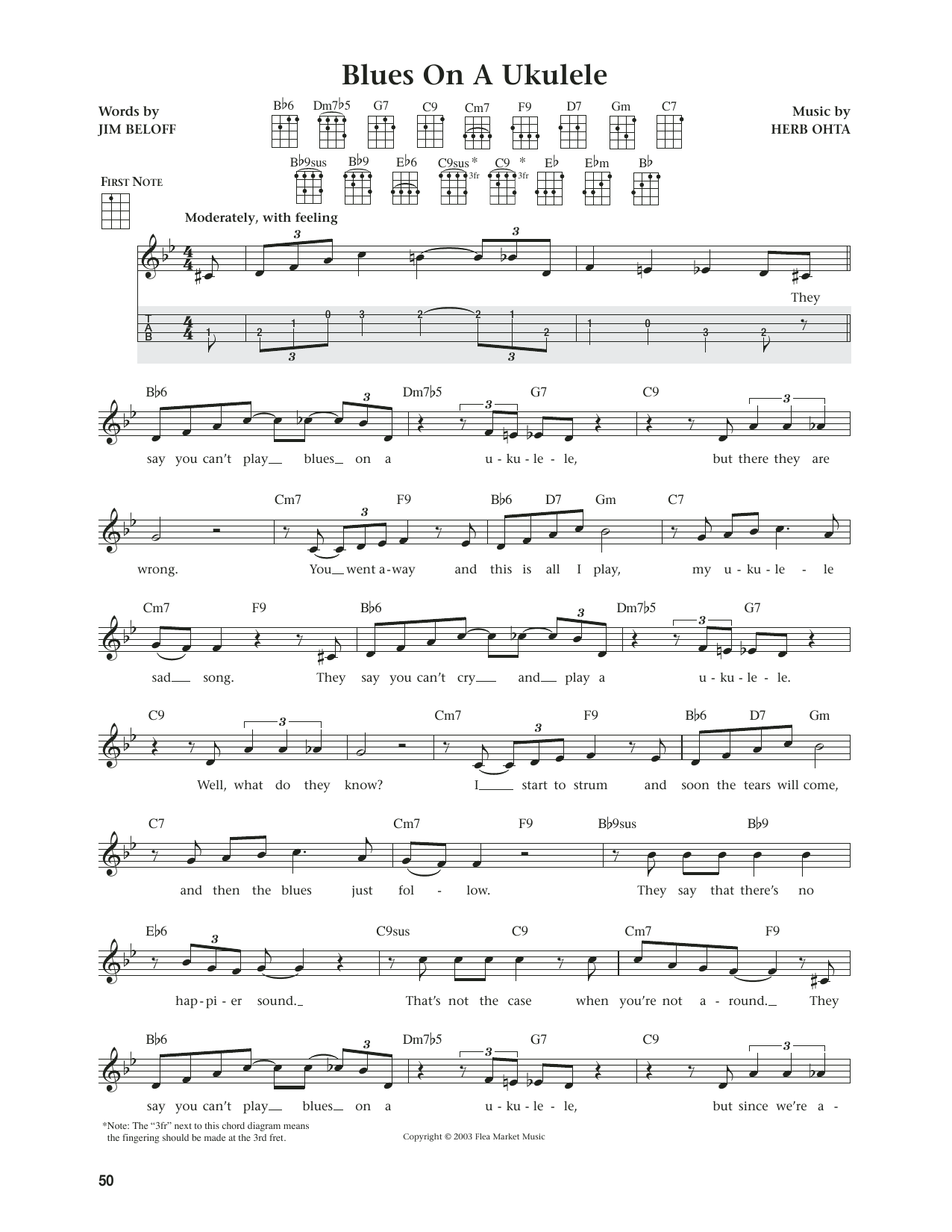 Herb Ohta Blues On A Ukulele (from The Daily Ukulele) (arr. Jim Beloff) sheet music notes and chords arranged for Ukulele