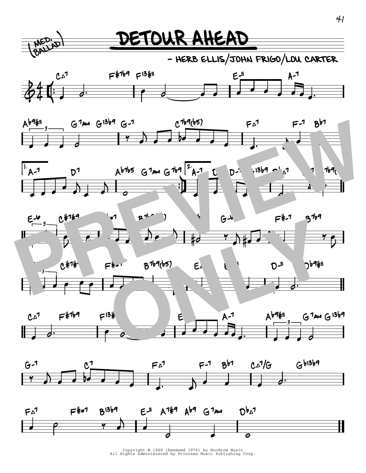 Herb Ellis Detour Ahead (arr. David Hazeltine) sheet music notes and chords arranged for Real Book – Enhanced Chords