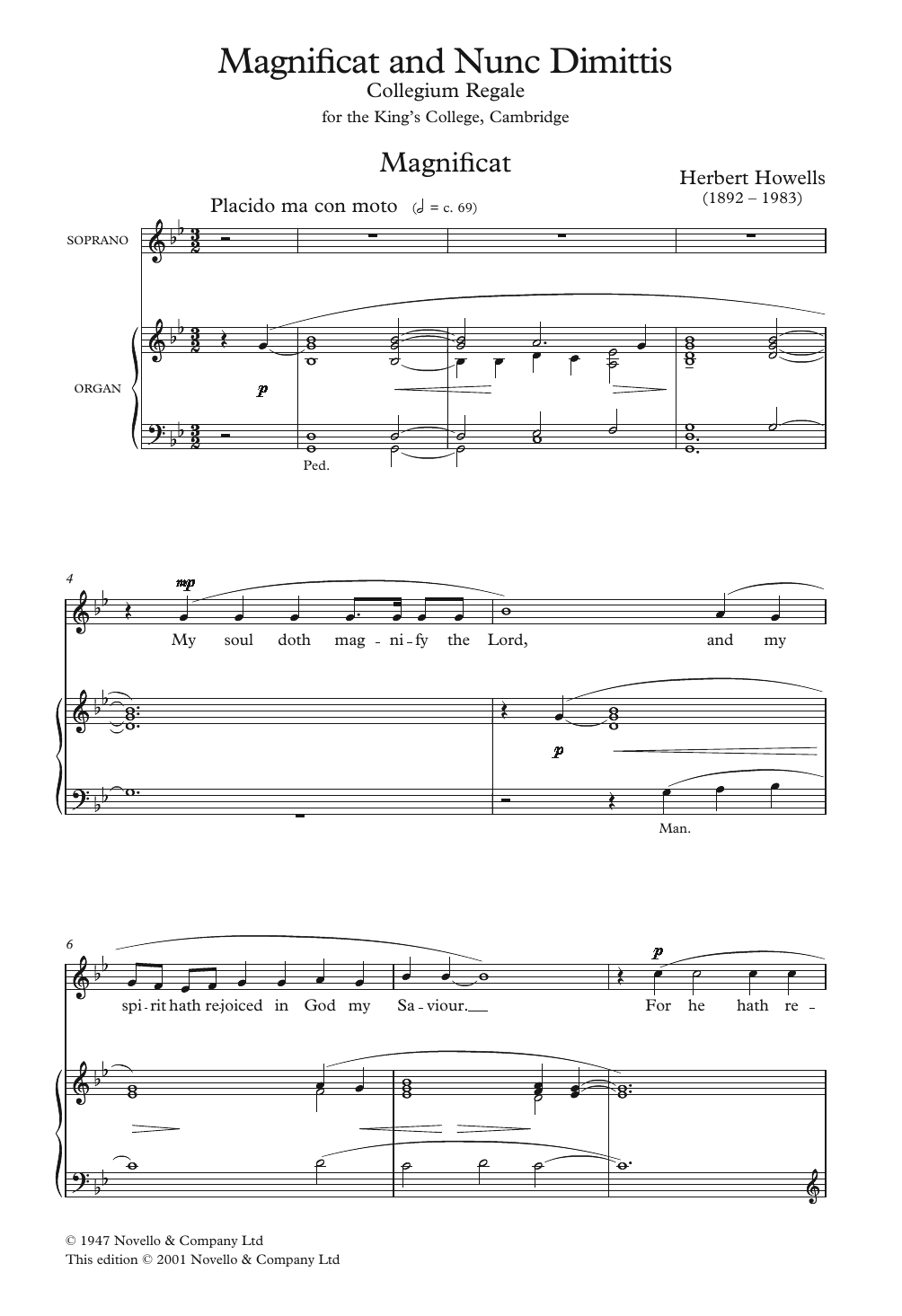 Herbert Howells Collegium Regale 1945 Magnificat And Nunc Dimittis sheet music notes and chords arranged for Choir
