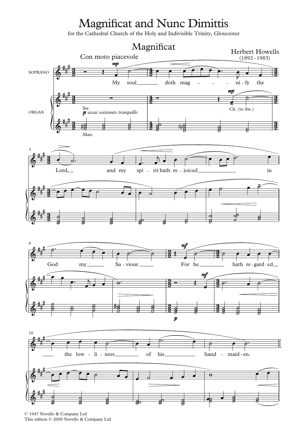 Herbert Howells The Gloucester Magnificat And Nunc Dimittis sheet music notes and chords arranged for Choir