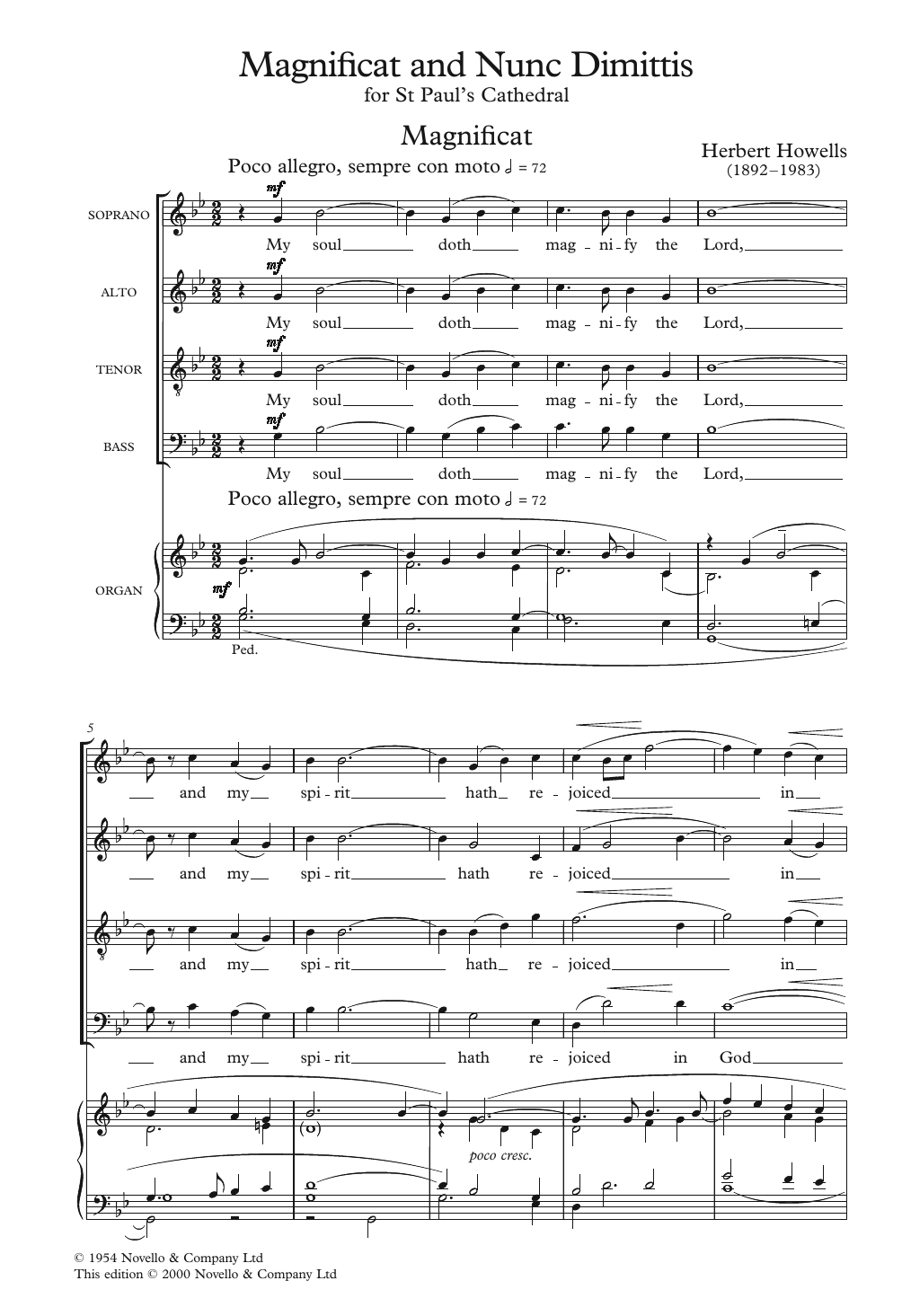 Herbert Howells The St. Paul's Cathedral Magnificat And Nunc Dimittis sheet music notes and chords arranged for Choir