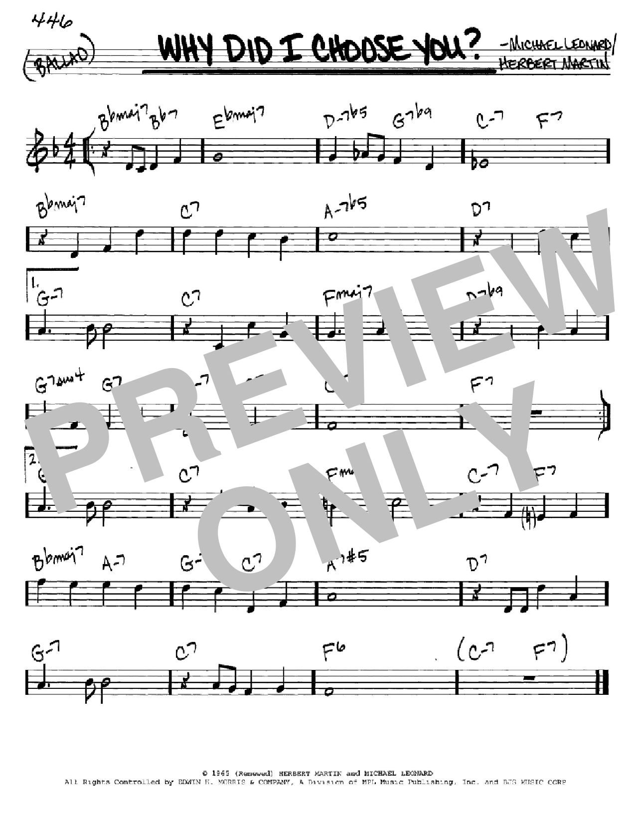 Herbert Martin Why Did I Choose You? sheet music notes and chords arranged for Real Book – Melody & Chords – C Instruments