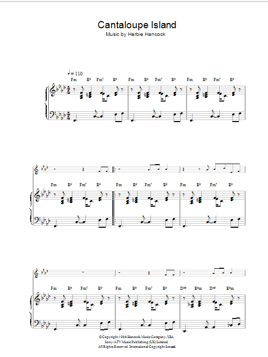 Herbie Hancock Cantaloupe Island sheet music notes and chords arranged for Piano Solo