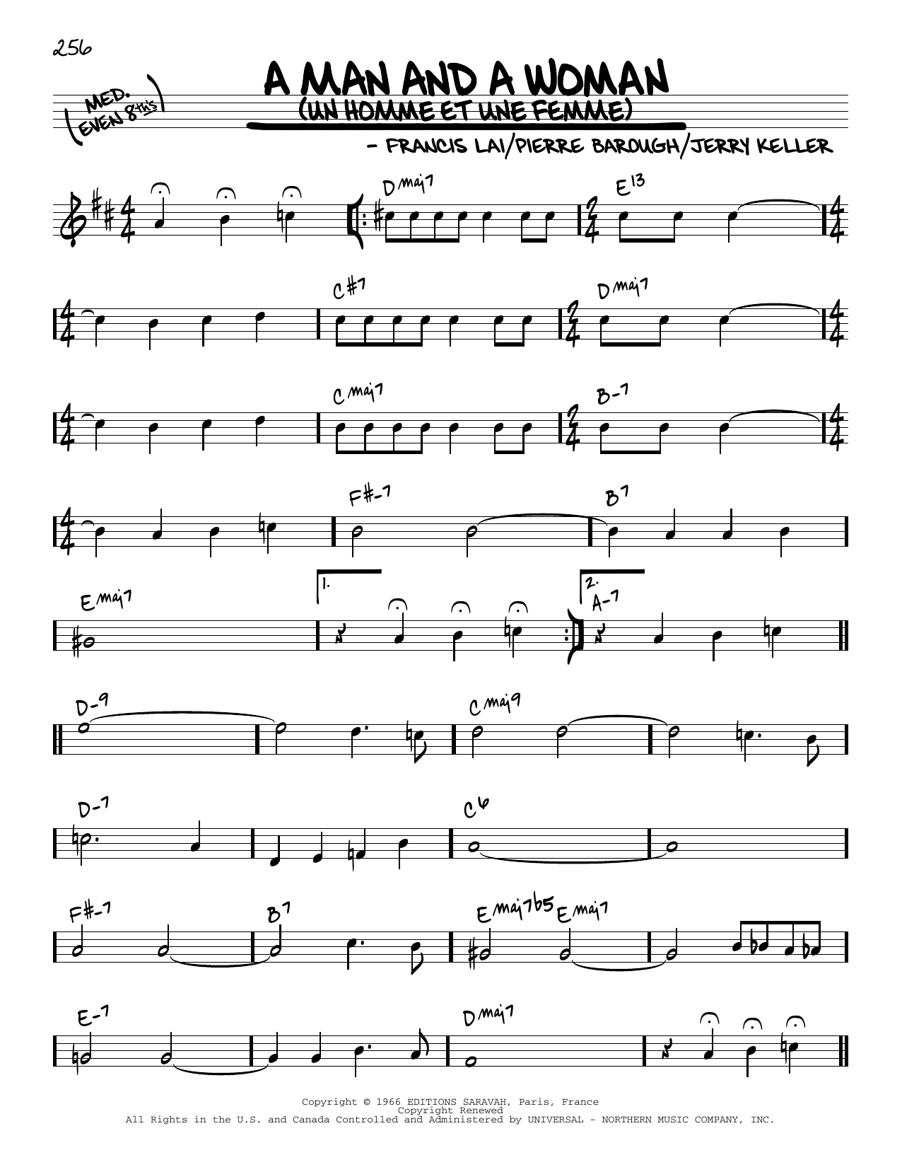Herbie Mann and Tamiko Jones A Man And A Woman (Un Homme Et Une Femme) [Reharmonized version] (arr. Jack Grassel) sheet music notes and chords arranged for Real Book – Melody & Chords