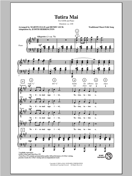 Herrington Tutira Mai (We Stand As One) sheet music notes and chords arranged for SATB Choir