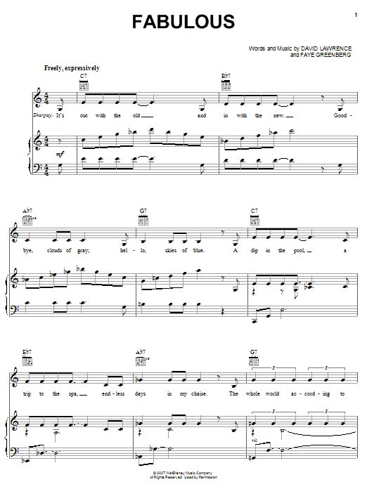 High School Musical 2 Fabulous sheet music notes and chords arranged for Piano, Vocal & Guitar Chords (Right-Hand Melody)